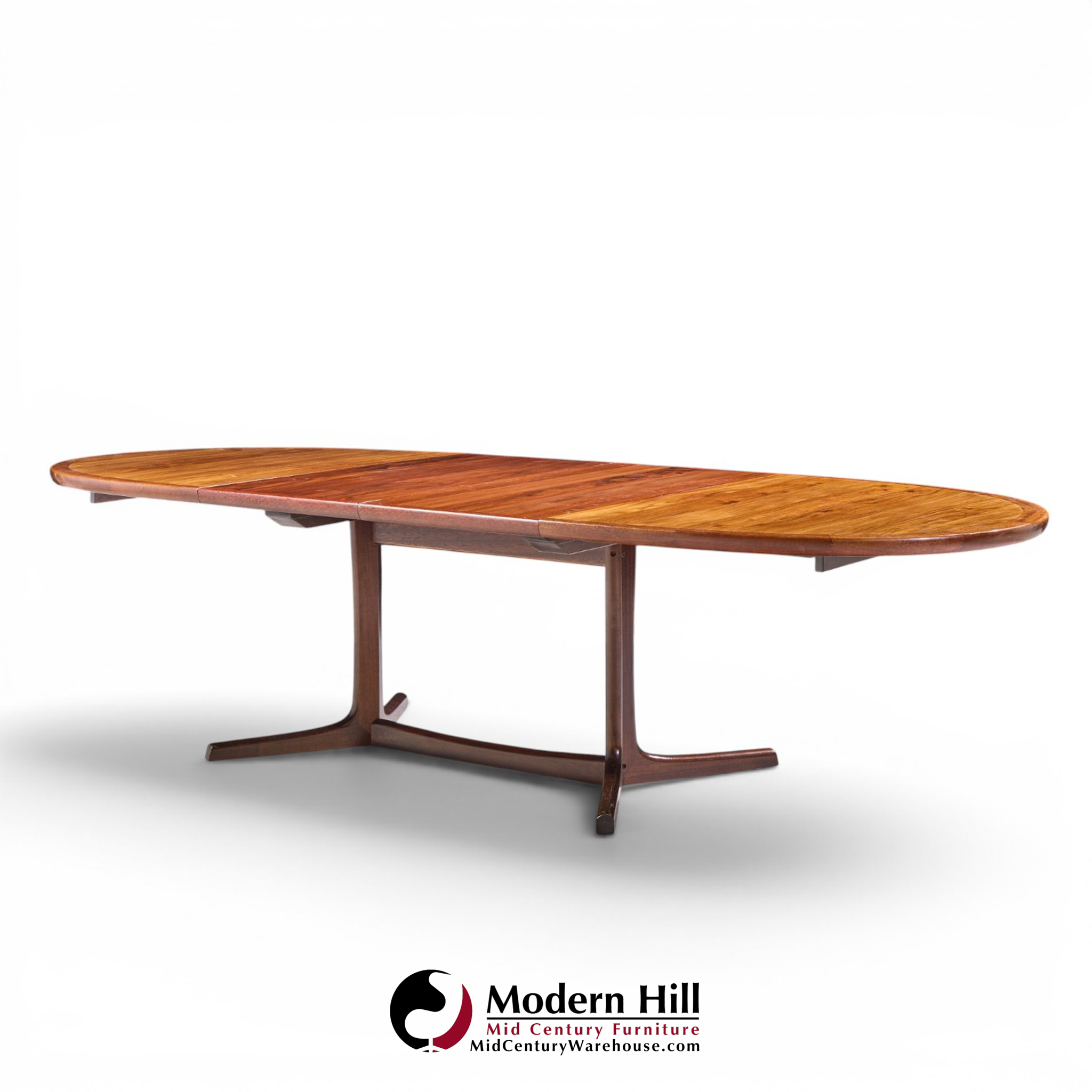 dyrlund style mid century danish rosewood expanding dining table with 2 leaves