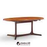 dyrlund style mid century danish rosewood expanding dining table with 2 leaves