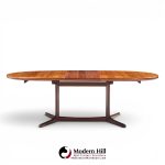 dyrlund style mid century danish rosewood expanding dining table with 2 leaves