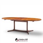dyrlund style mid century danish rosewood expanding dining table with 2 leaves