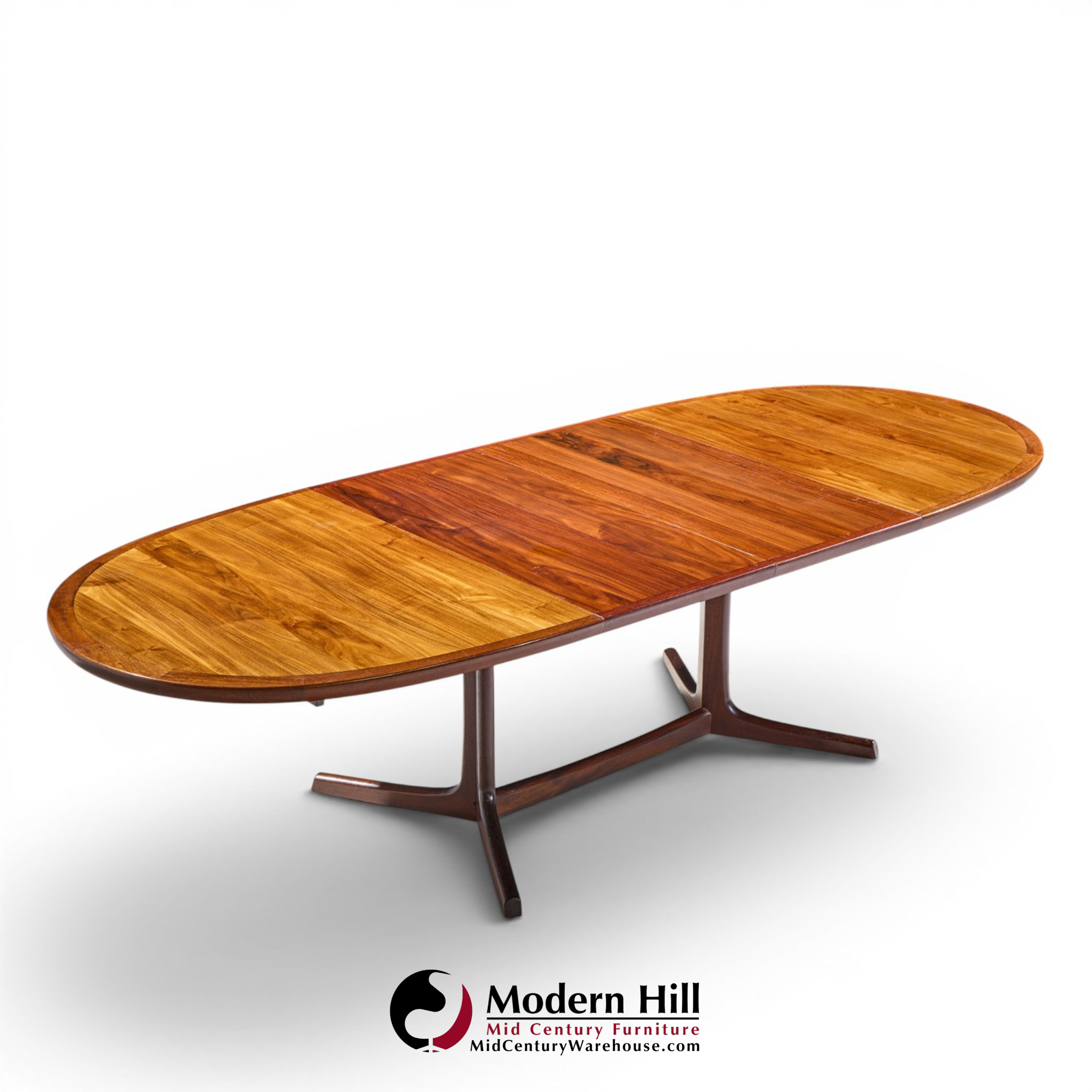 dyrlund style mid century danish rosewood expanding dining table with 2 leaves