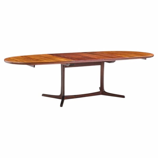 dyrlund style mid century danish rosewood expanding dining table with 2 leaves
