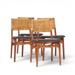 e. knudsen for jensen & lykkegaard model 47 mid century danish teak and cane dining chairs - set of 4