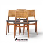 e. knudsen for jensen & lykkegaard model 47 mid century danish teak and cane dining chairs - set of 4