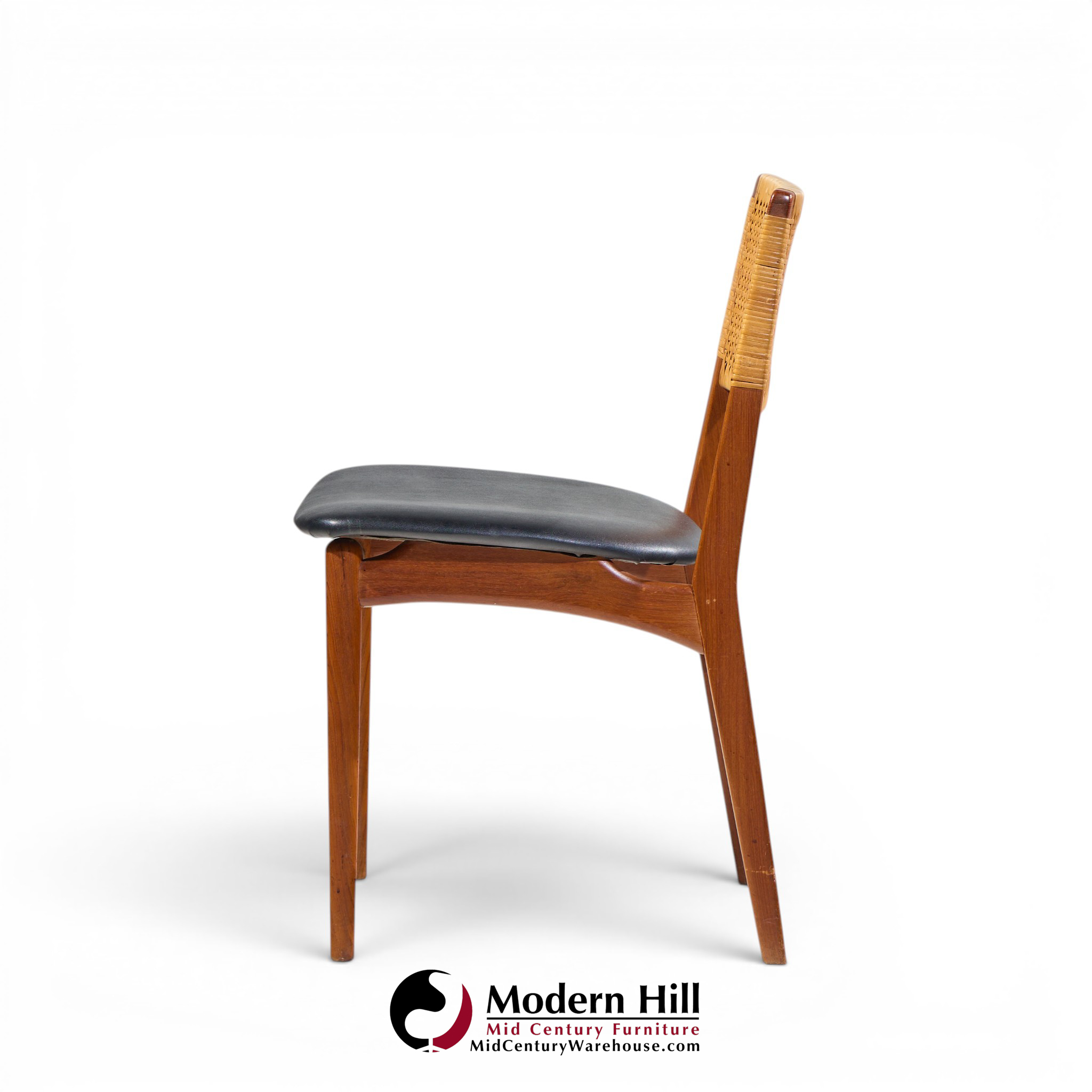 e. knudsen for jensen & lykkegaard model 47 mid century danish teak and cane dining chairs - set of 4
