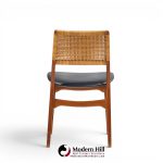 e. knudsen for jensen & lykkegaard model 47 mid century danish teak and cane dining chairs - set of 4