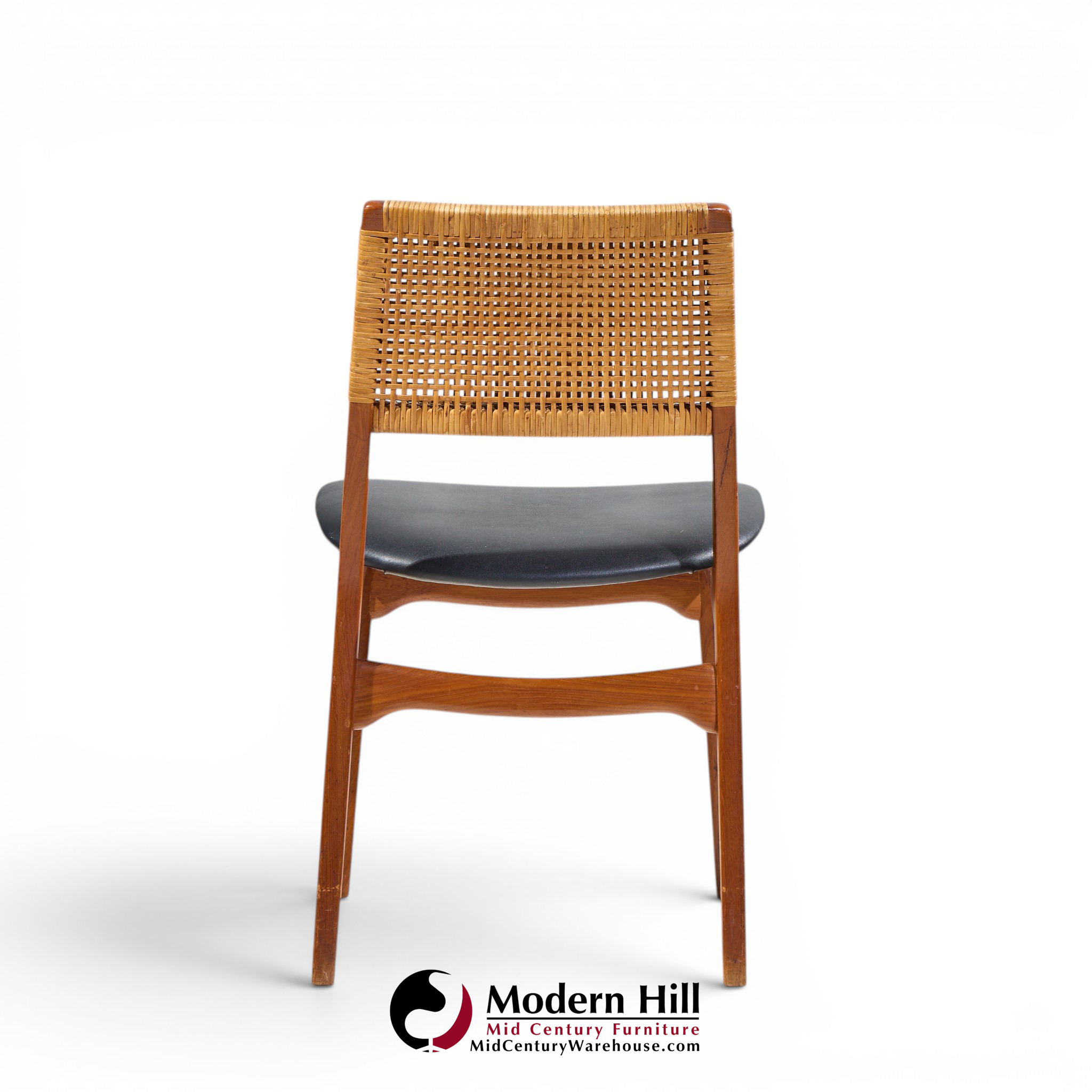 e. knudsen for jensen & lykkegaard model 47 mid century danish teak and cane dining chairs - set of 4