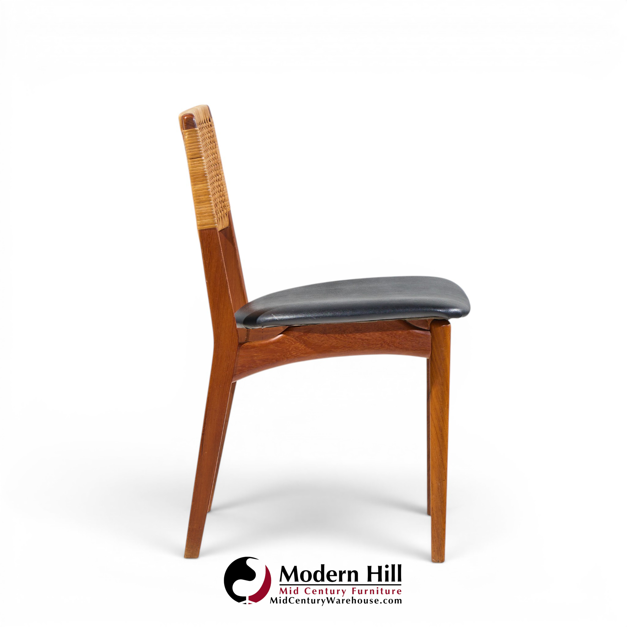 e. knudsen for jensen & lykkegaard model 47 mid century danish teak and cane dining chairs - set of 4