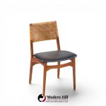 e. knudsen for jensen & lykkegaard model 47 mid century danish teak and cane dining chairs - set of 4