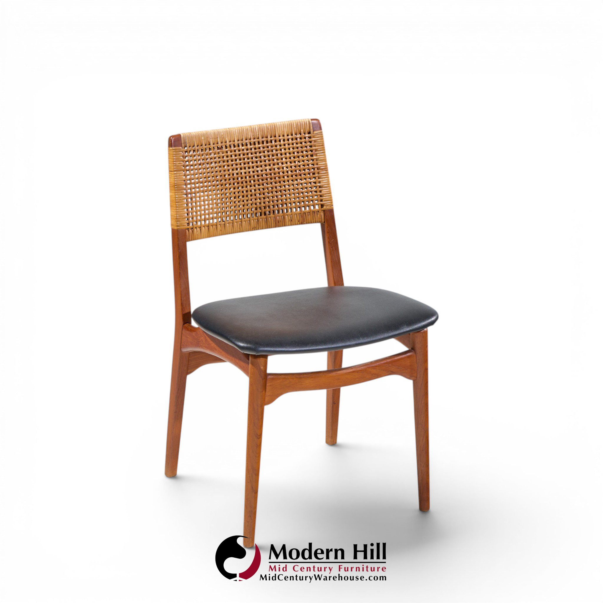 e. knudsen for jensen & lykkegaard model 47 mid century danish teak and cane dining chairs - set of 4
