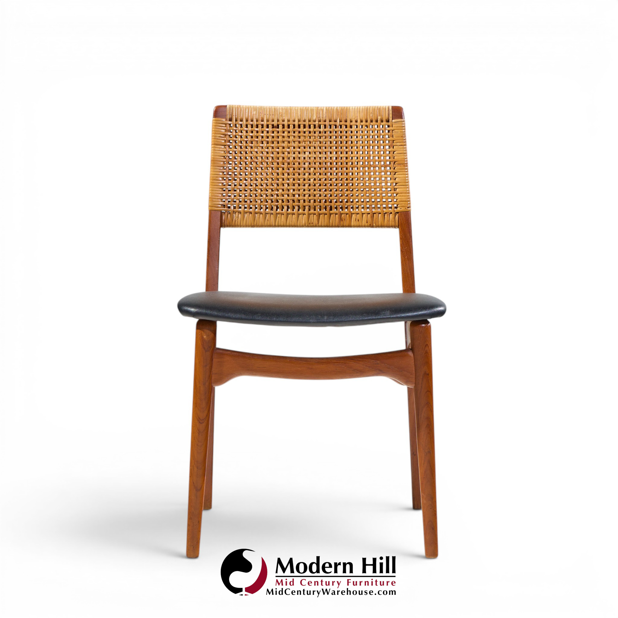 e. knudsen for jensen & lykkegaard model 47 mid century danish teak and cane dining chairs - set of 4
