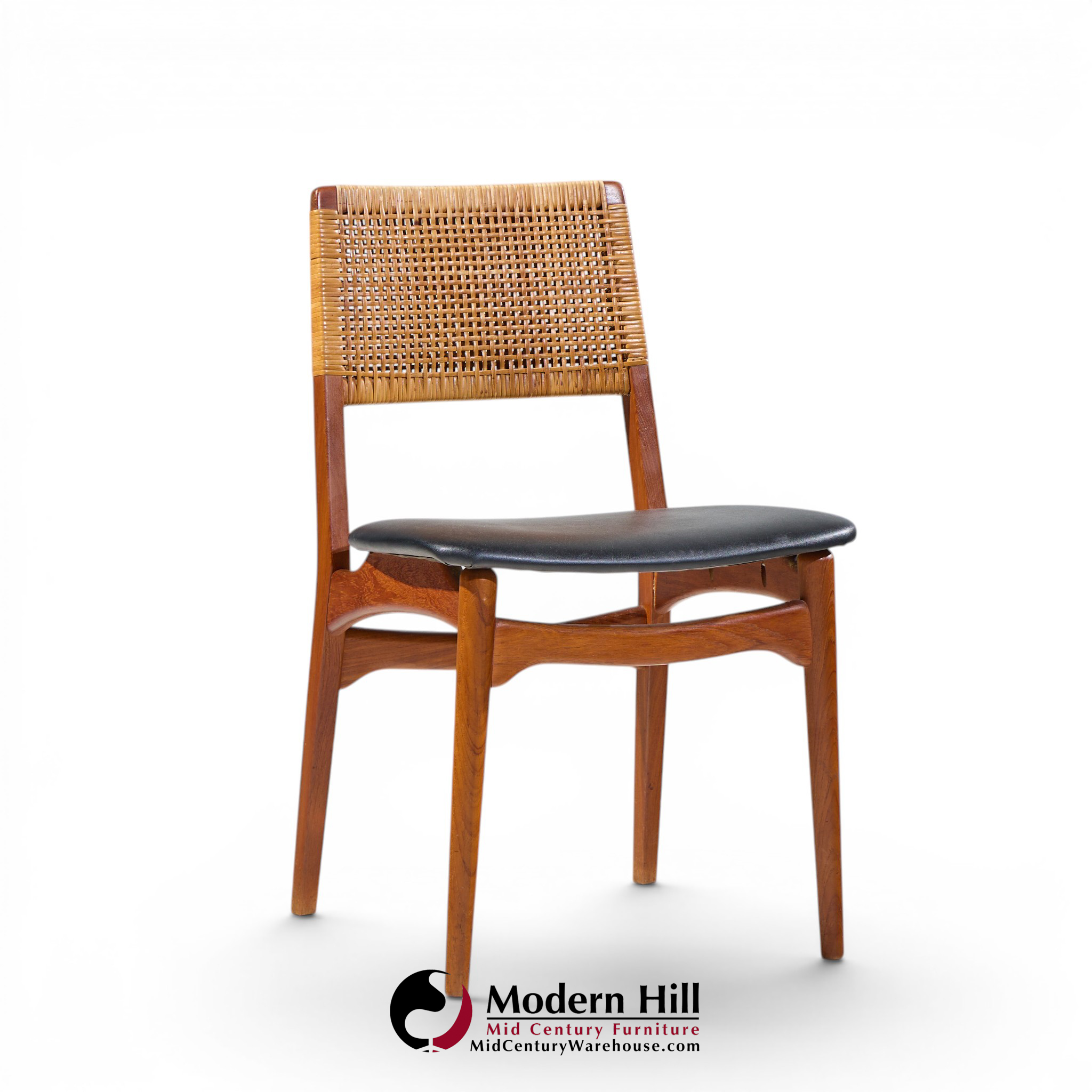 e. knudsen for jensen & lykkegaard model 47 mid century danish teak and cane dining chairs - set of 4