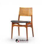 e. knudsen for jensen & lykkegaard model 47 mid century danish teak and cane dining chairs - set of 4