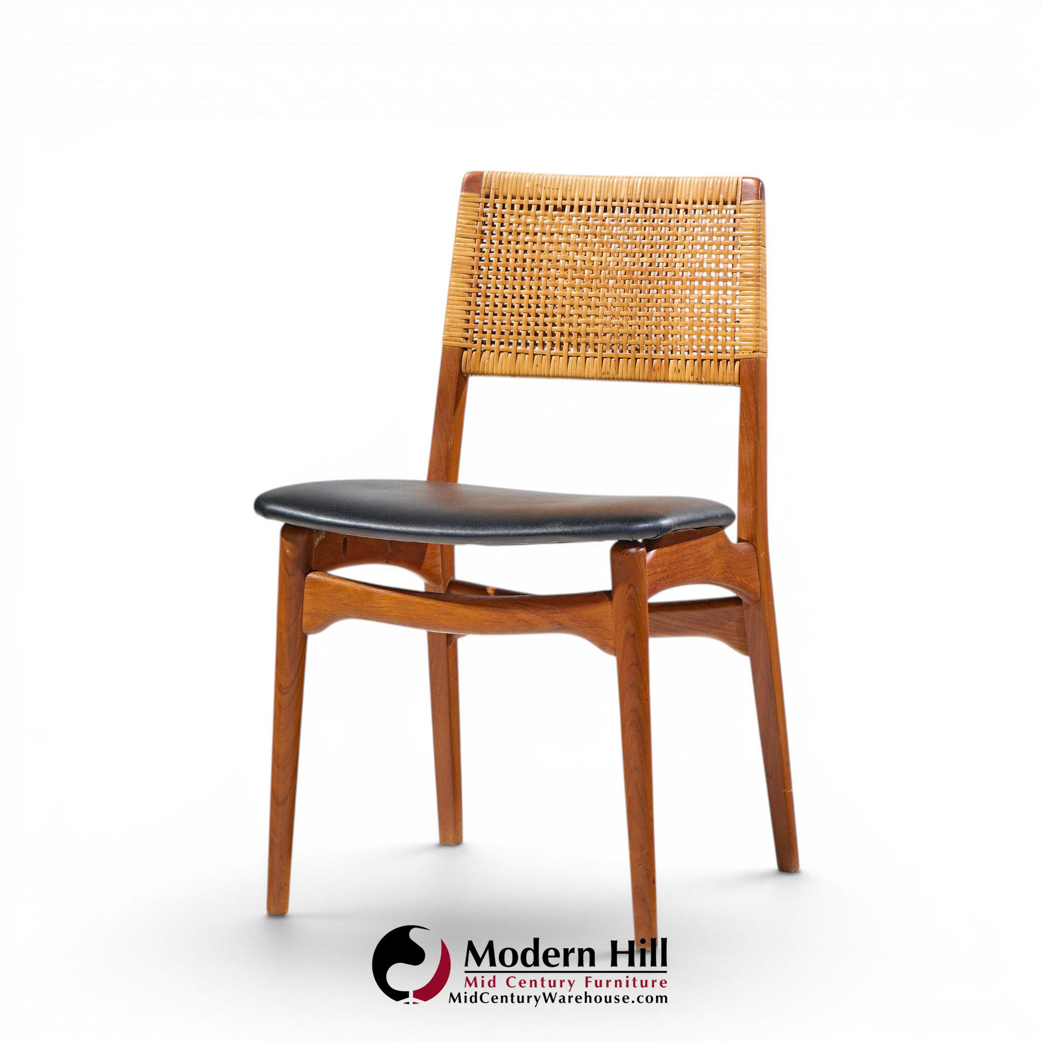 e. knudsen for jensen & lykkegaard model 47 mid century danish teak and cane dining chairs - set of 4