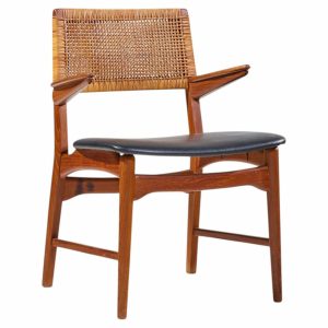 e. knudsen for jensen & lykkegaard model 48 mid century danish teak and cane dining arm chair