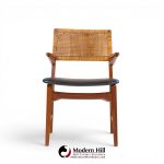 e. knudsen for jensen & lykkegaard model 48 mid century danish teak and cane dining arm chair