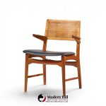e. knudsen for jensen & lykkegaard model 48 mid century danish teak and cane dining arm chair