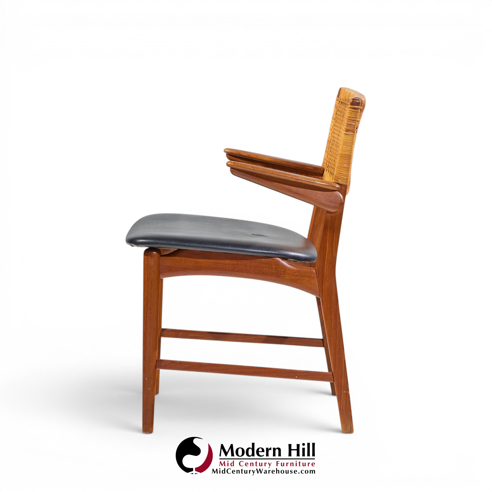 e. knudsen for jensen & lykkegaard model 48 mid century danish teak and cane dining arm chair