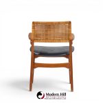 e. knudsen for jensen & lykkegaard model 48 mid century danish teak and cane dining arm chair