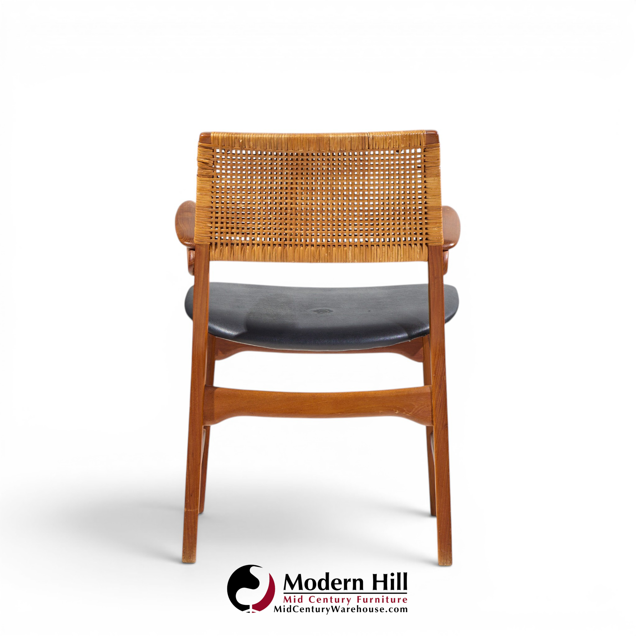 e. knudsen for jensen & lykkegaard model 48 mid century danish teak and cane dining arm chair