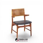 e. knudsen for jensen & lykkegaard model 48 mid century danish teak and cane dining arm chair