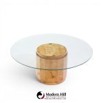 edward wormley for dunbar mid century burlwood pedestal drum coffee table