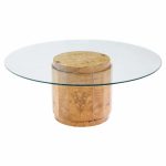 edward wormley for dunbar mid century burlwood pedestal drum coffee table