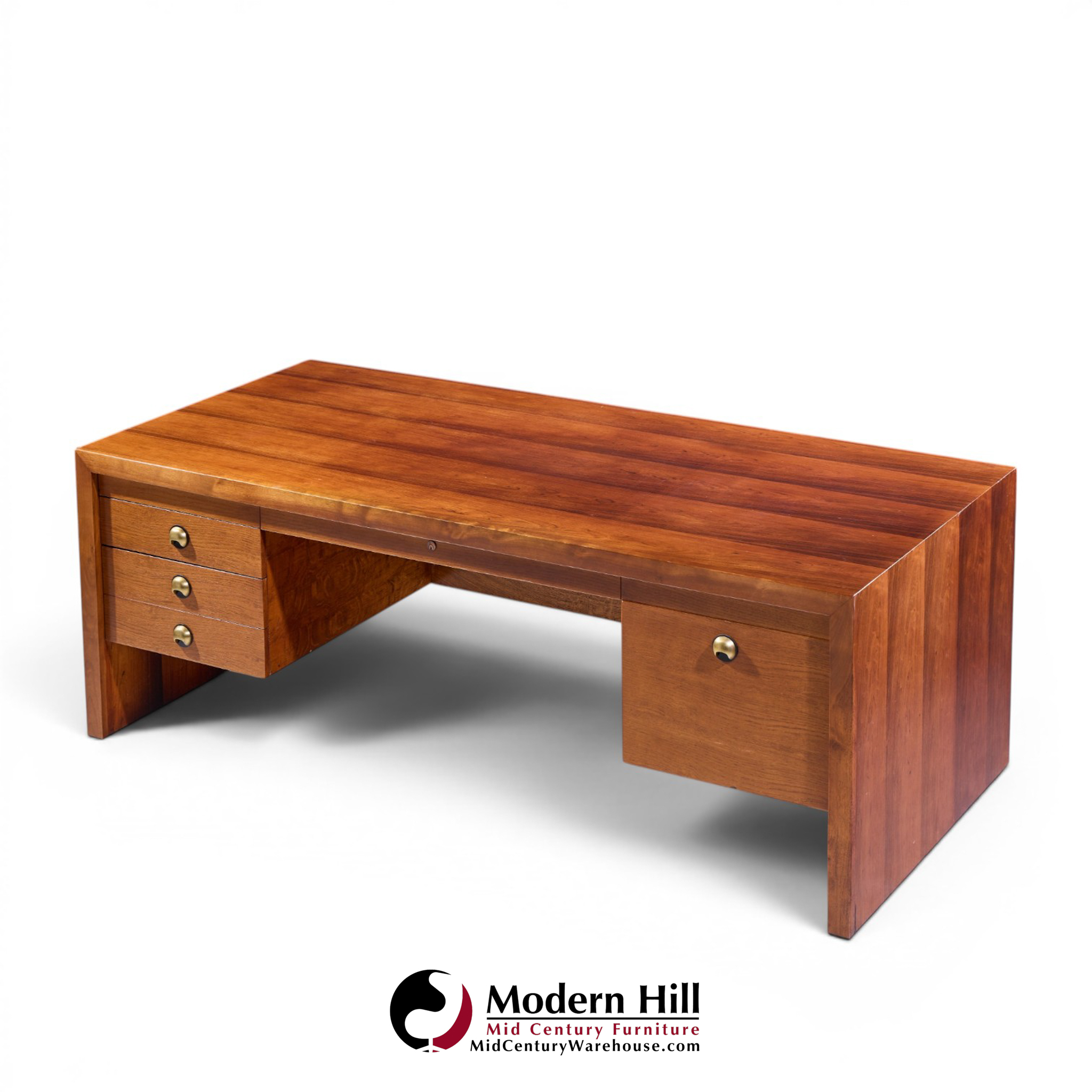 edward wormley for dunbar mid century rosewood and brass executive desk