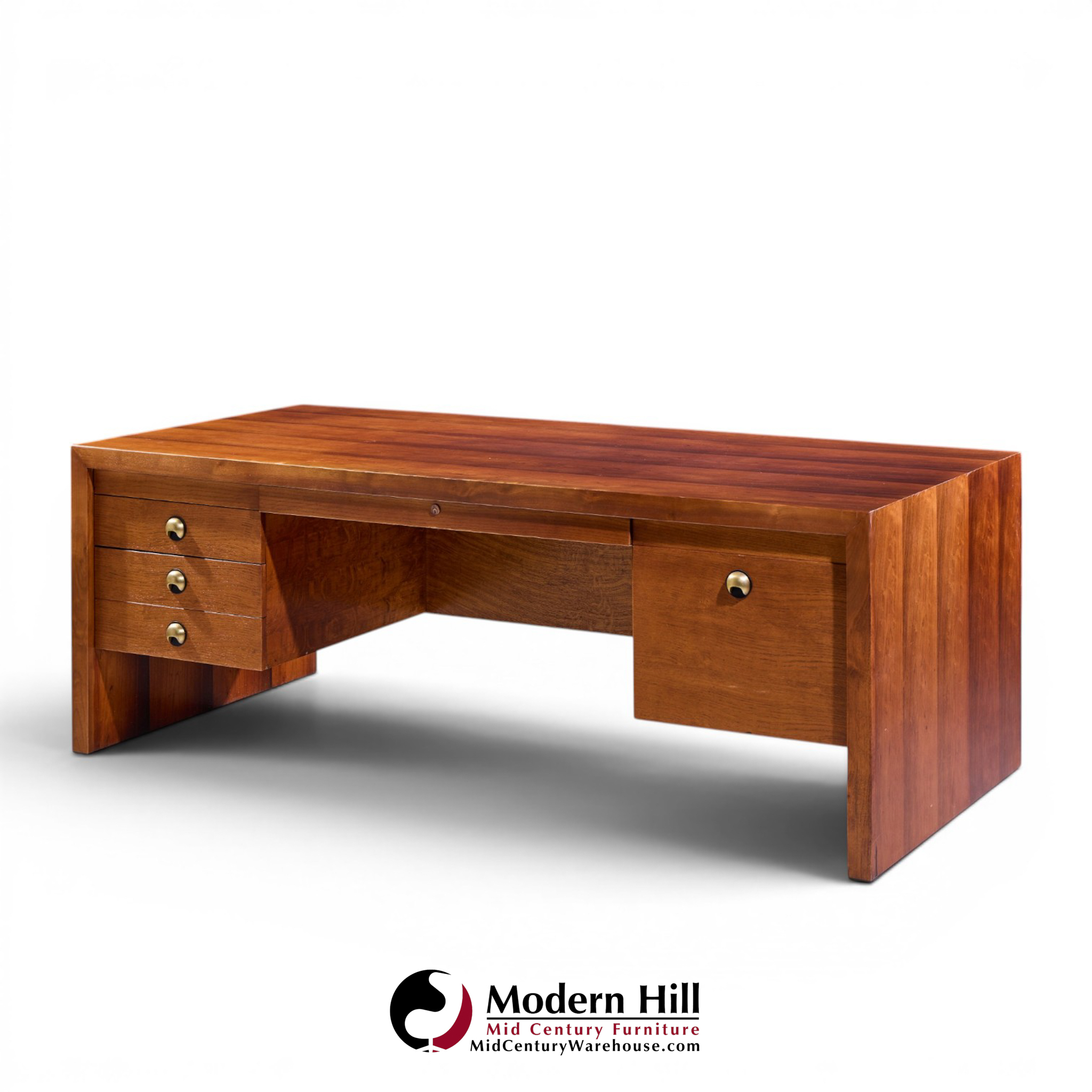 edward wormley for dunbar mid century rosewood and brass executive desk