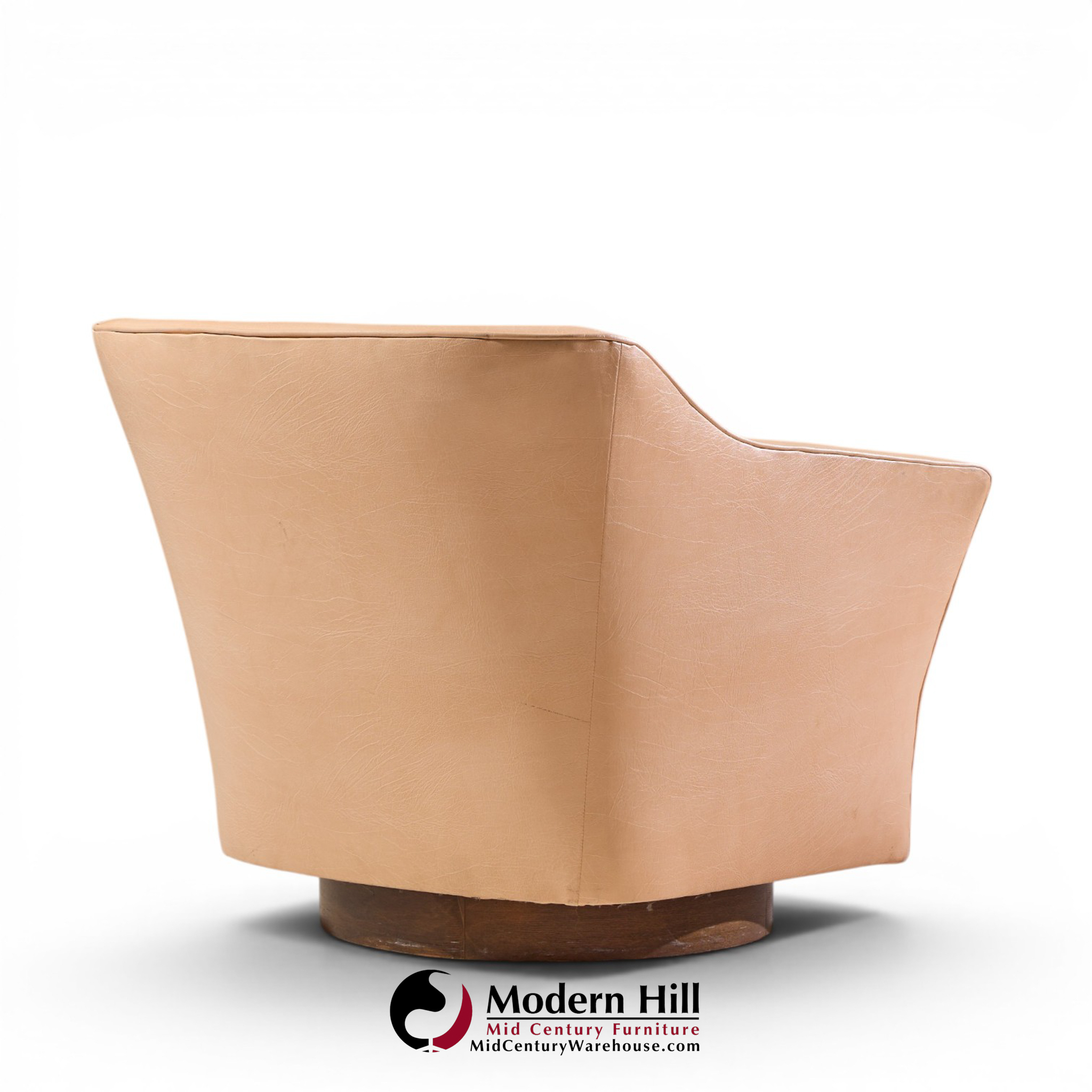 edward wormley for dunbar style mid century walnut swivel lounge chairs - pair