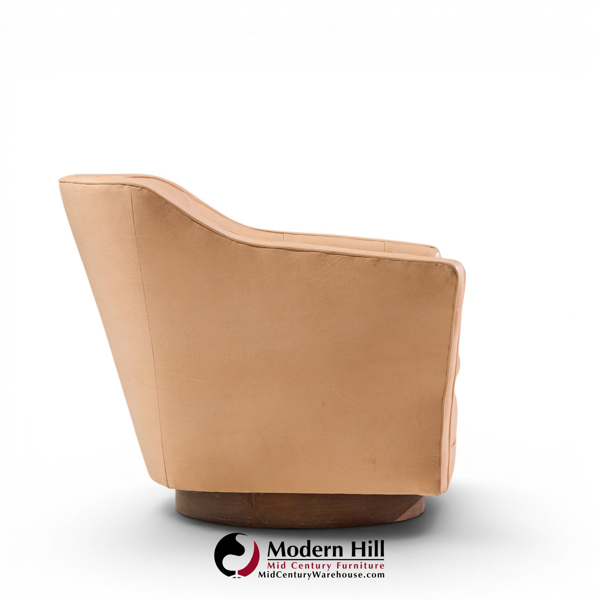 edward wormley for dunbar style mid century walnut swivel lounge chairs - pair