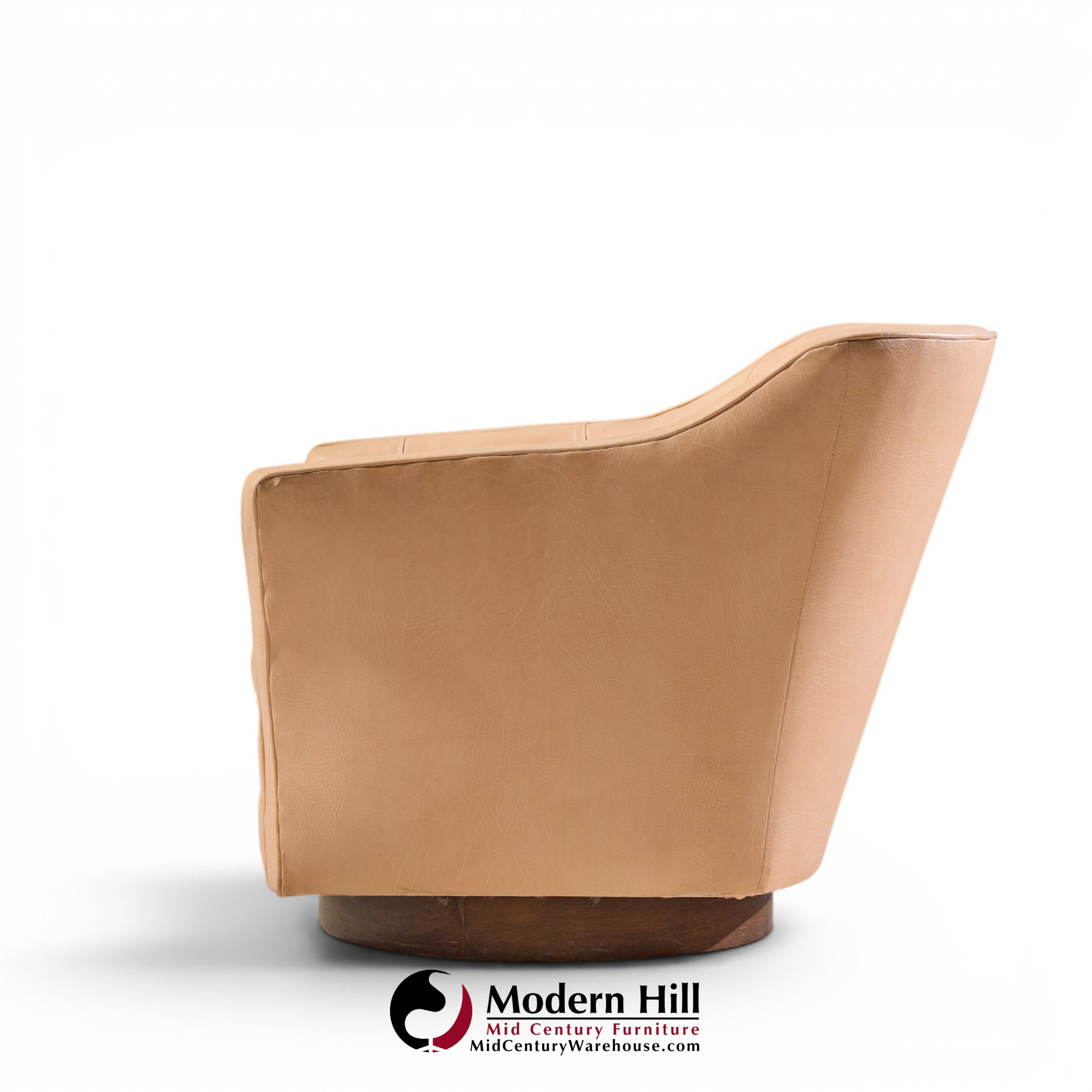 edward wormley for dunbar style mid century walnut swivel lounge chairs - pair