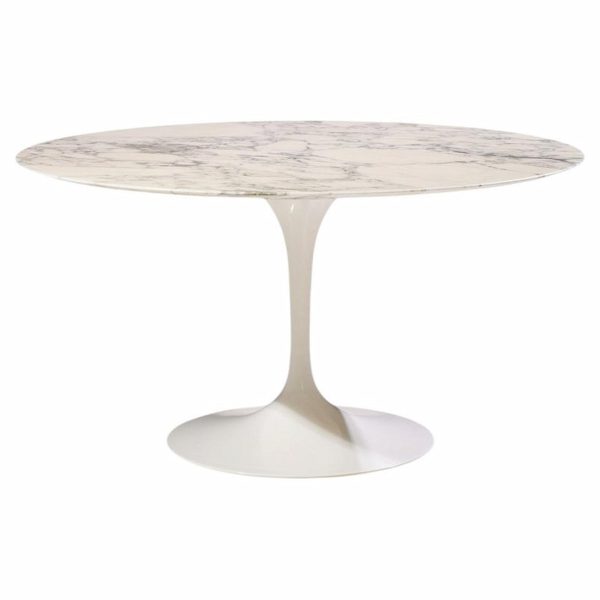 eero saarinen for knoll mid century 54" tulip carrara marble dining table