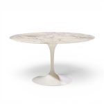 eero saarinen for knoll mid century 54" tulip carrara marble dining table