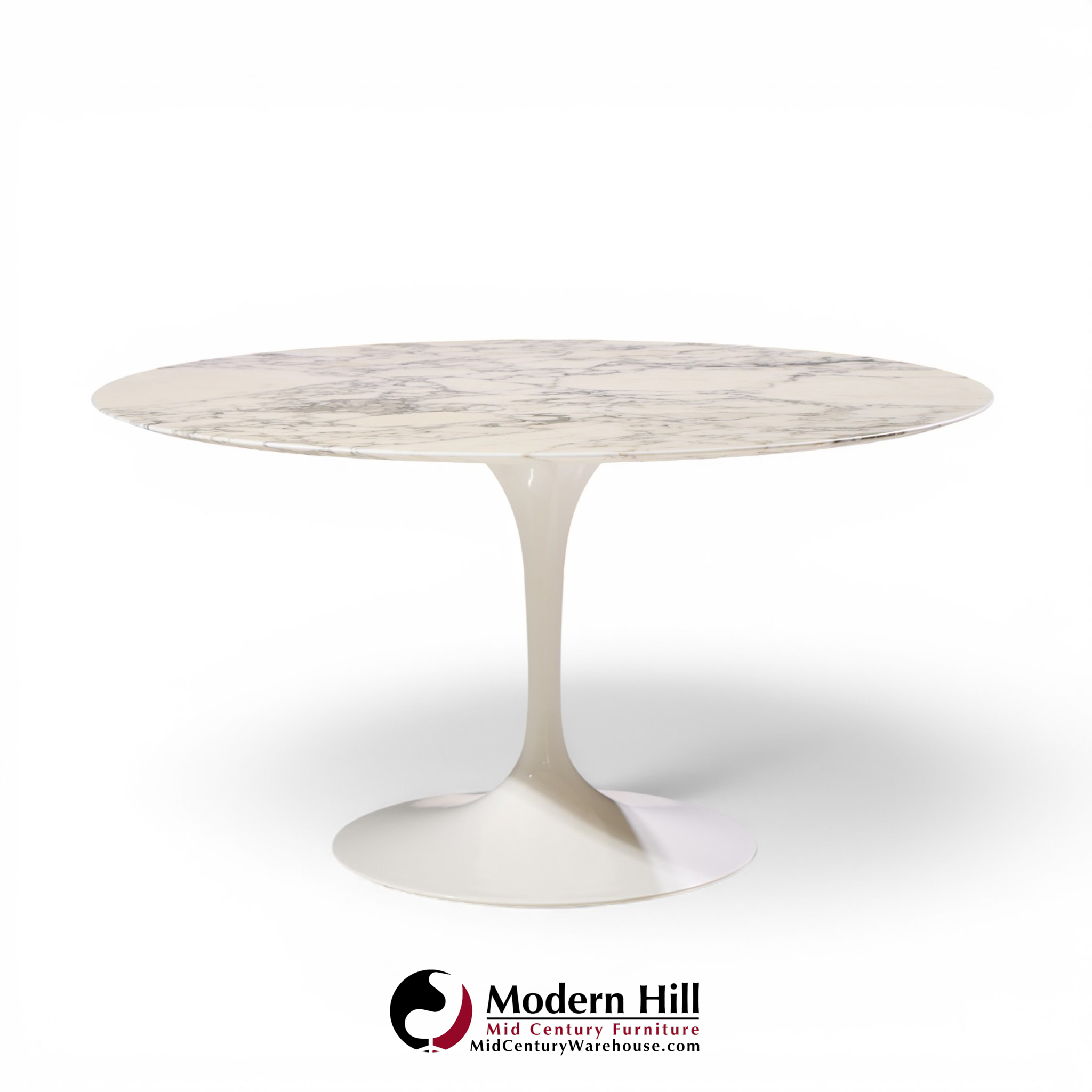 eero saarinen for knoll mid century 54" tulip carrara marble dining table