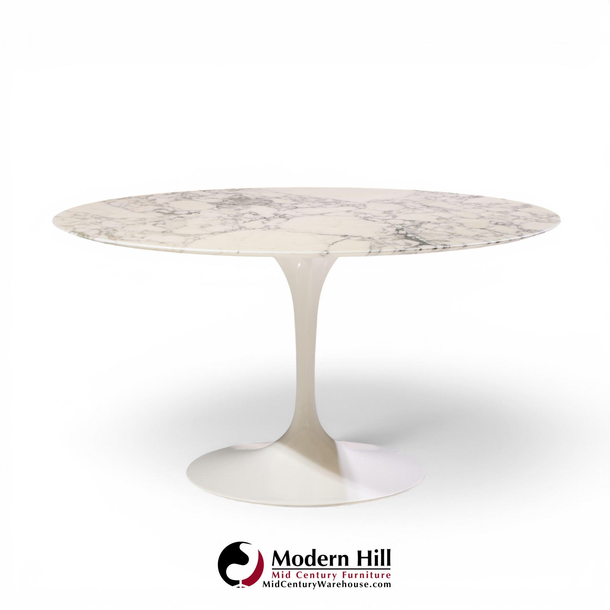 eero saarinen for knoll mid century 54" tulip carrara marble dining table