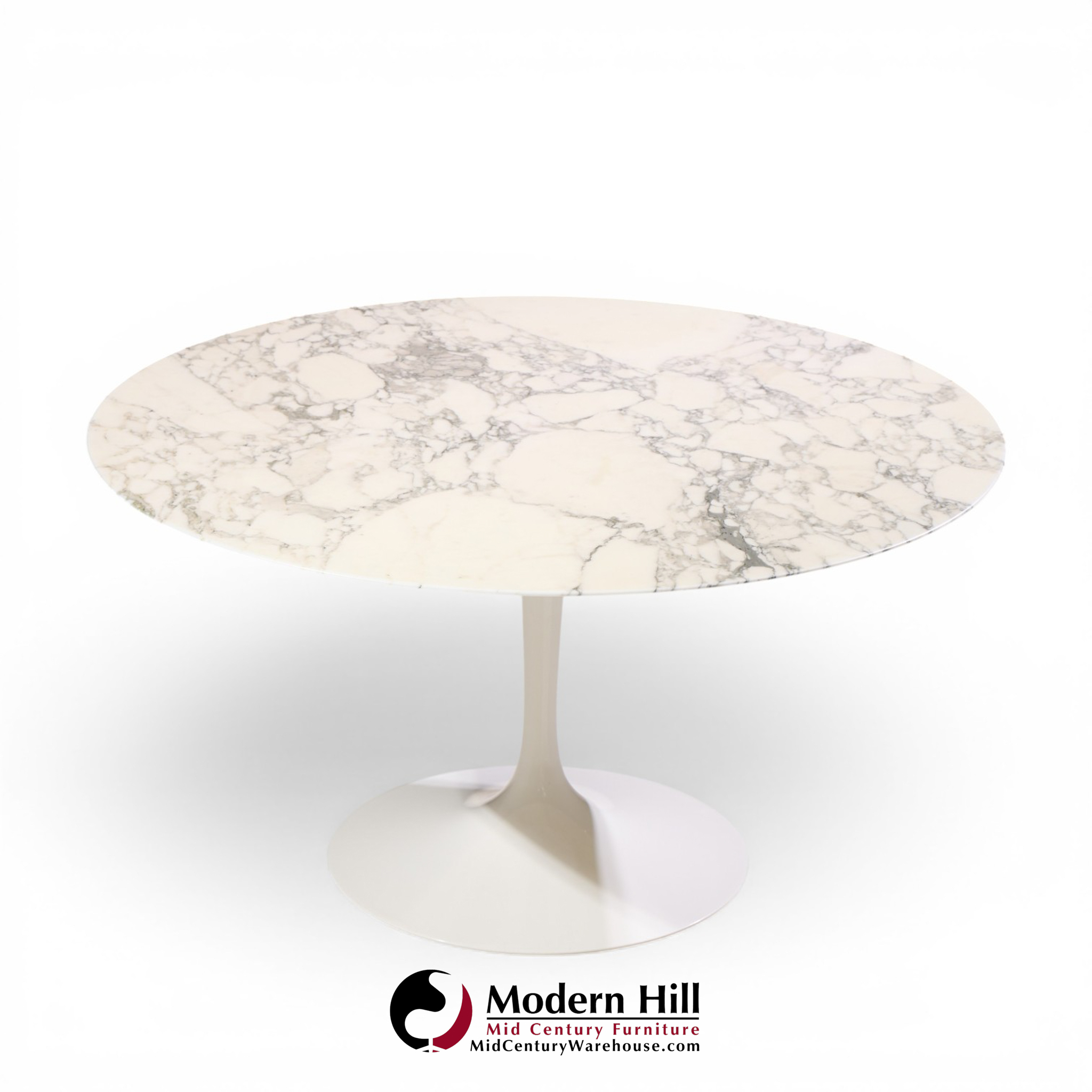 eero saarinen for knoll mid century 54" tulip carrara marble dining table