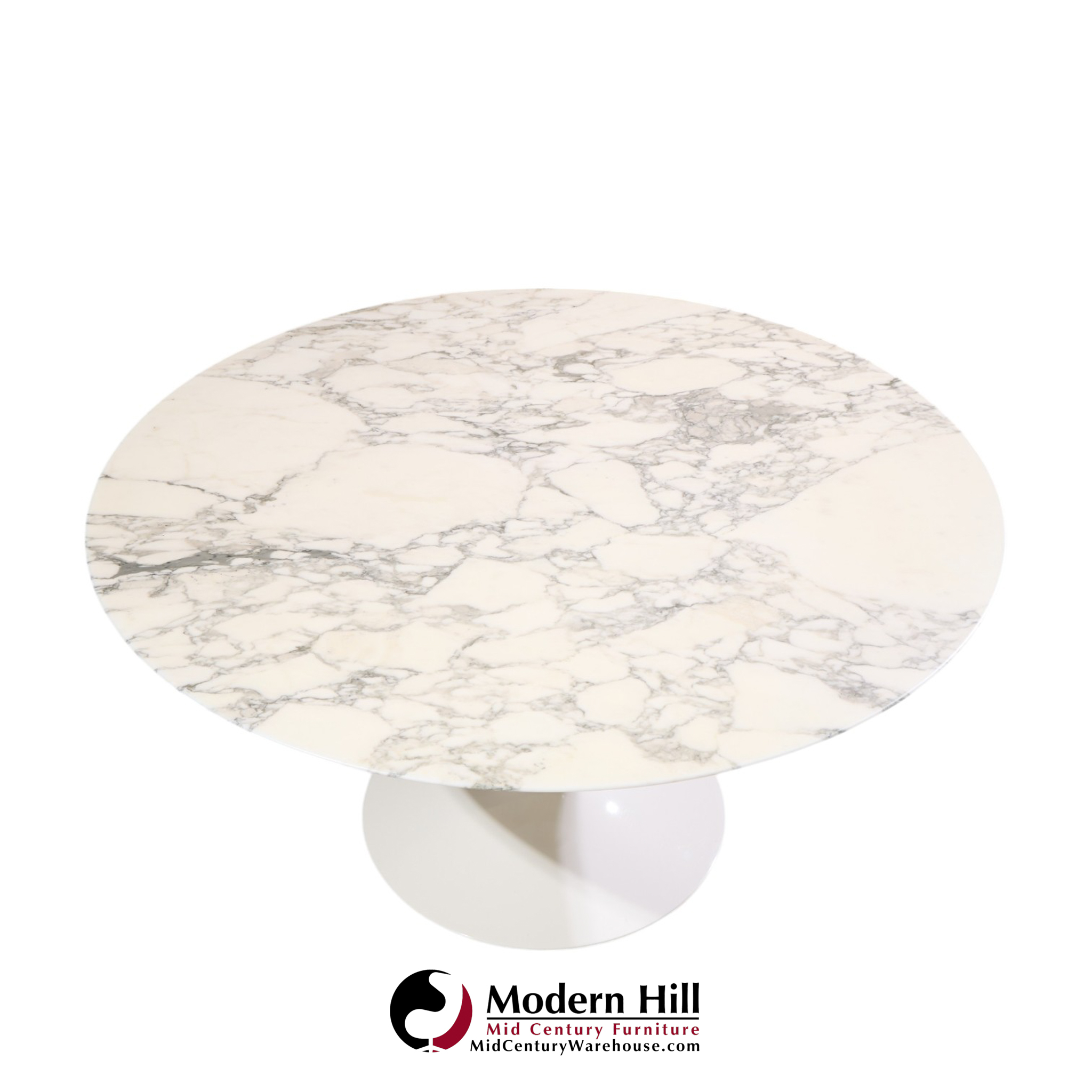 eero saarinen for knoll mid century 54" tulip carrara marble dining table