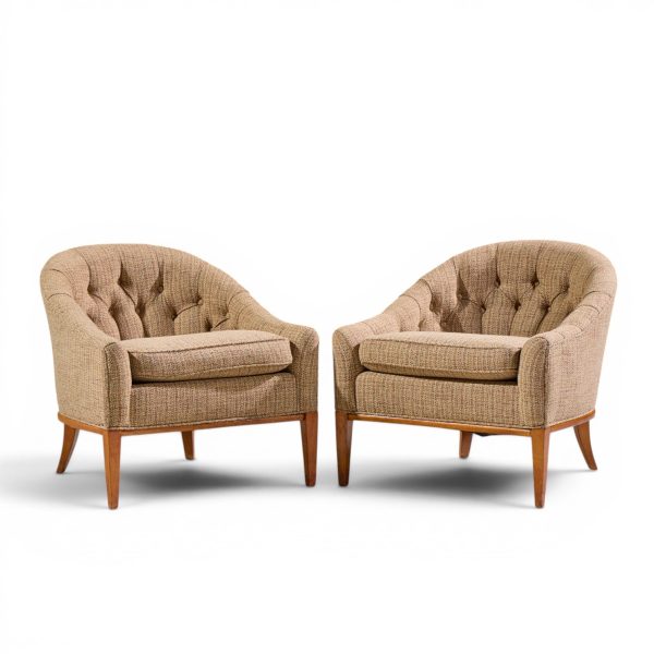 erwin lambeth style mid century walnut lounge chairs - pair