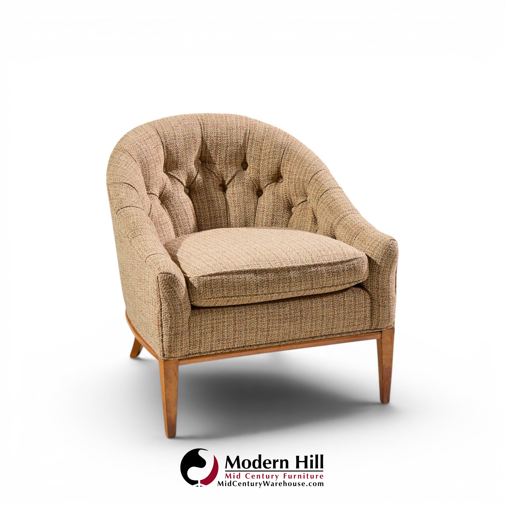 erwin lambeth style mid century walnut lounge chairs - pair