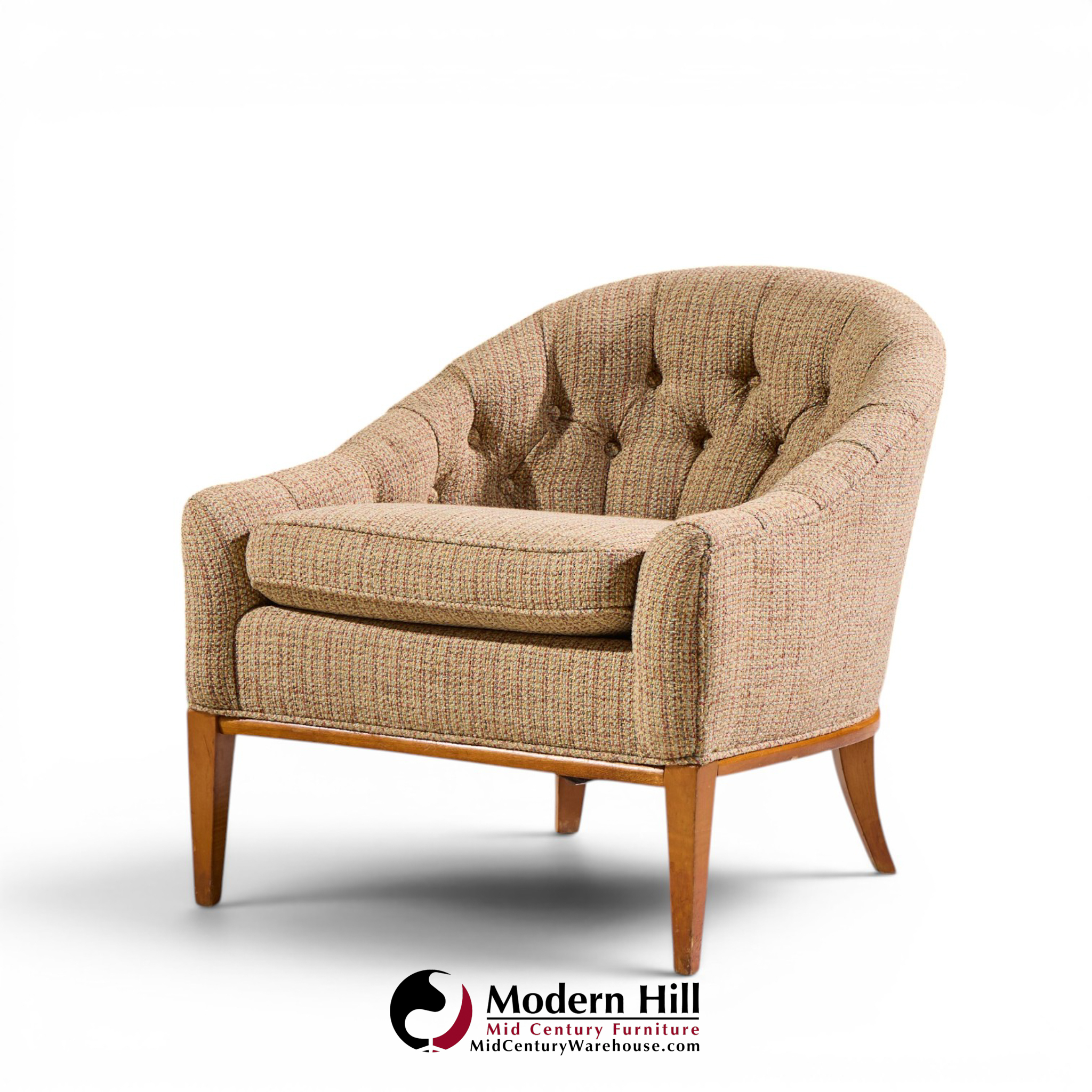 erwin lambeth style mid century walnut lounge chairs - pair