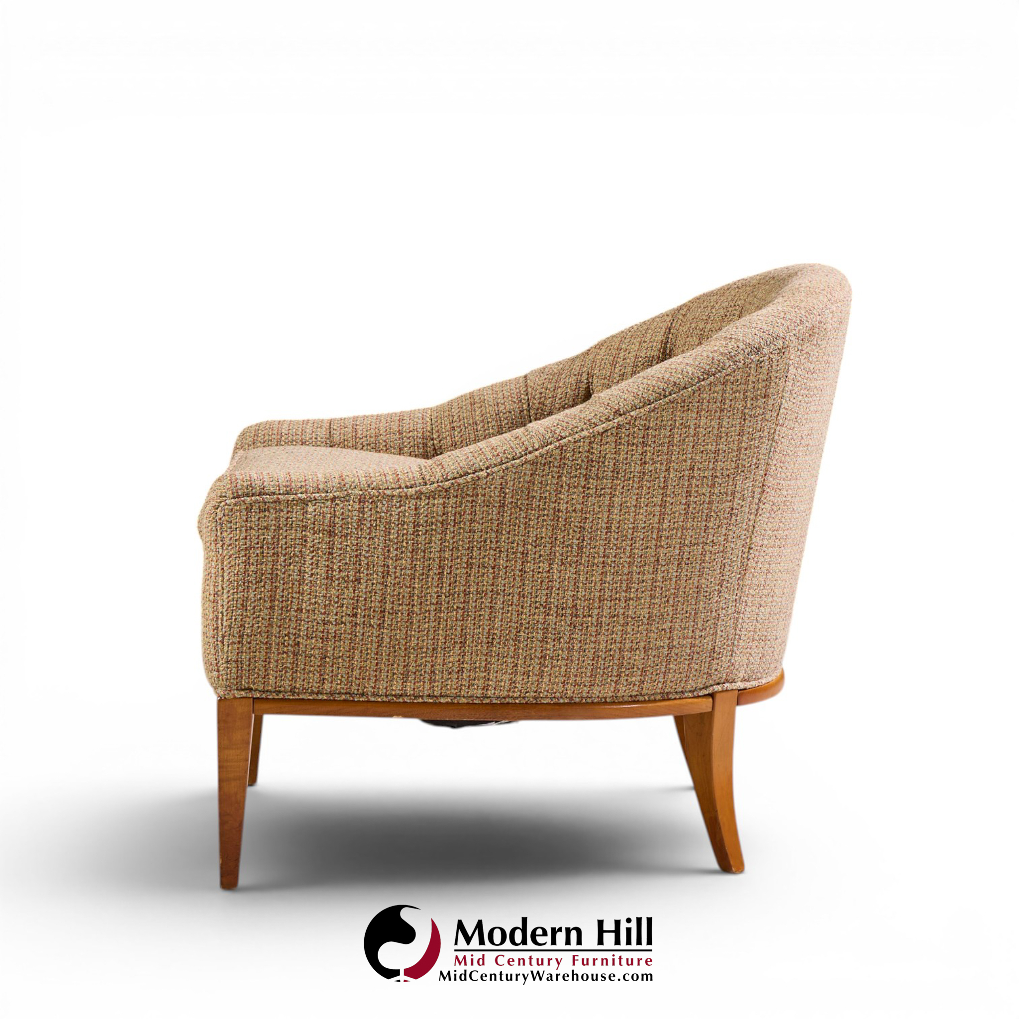 erwin lambeth style mid century walnut lounge chairs - pair