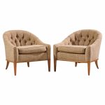erwin lambeth style mid century walnut lounge chairs - pair