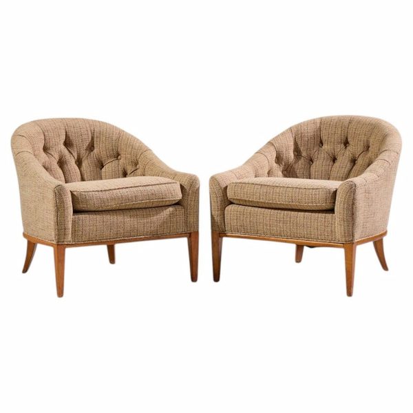 erwin lambeth style mid century walnut lounge chairs - pair