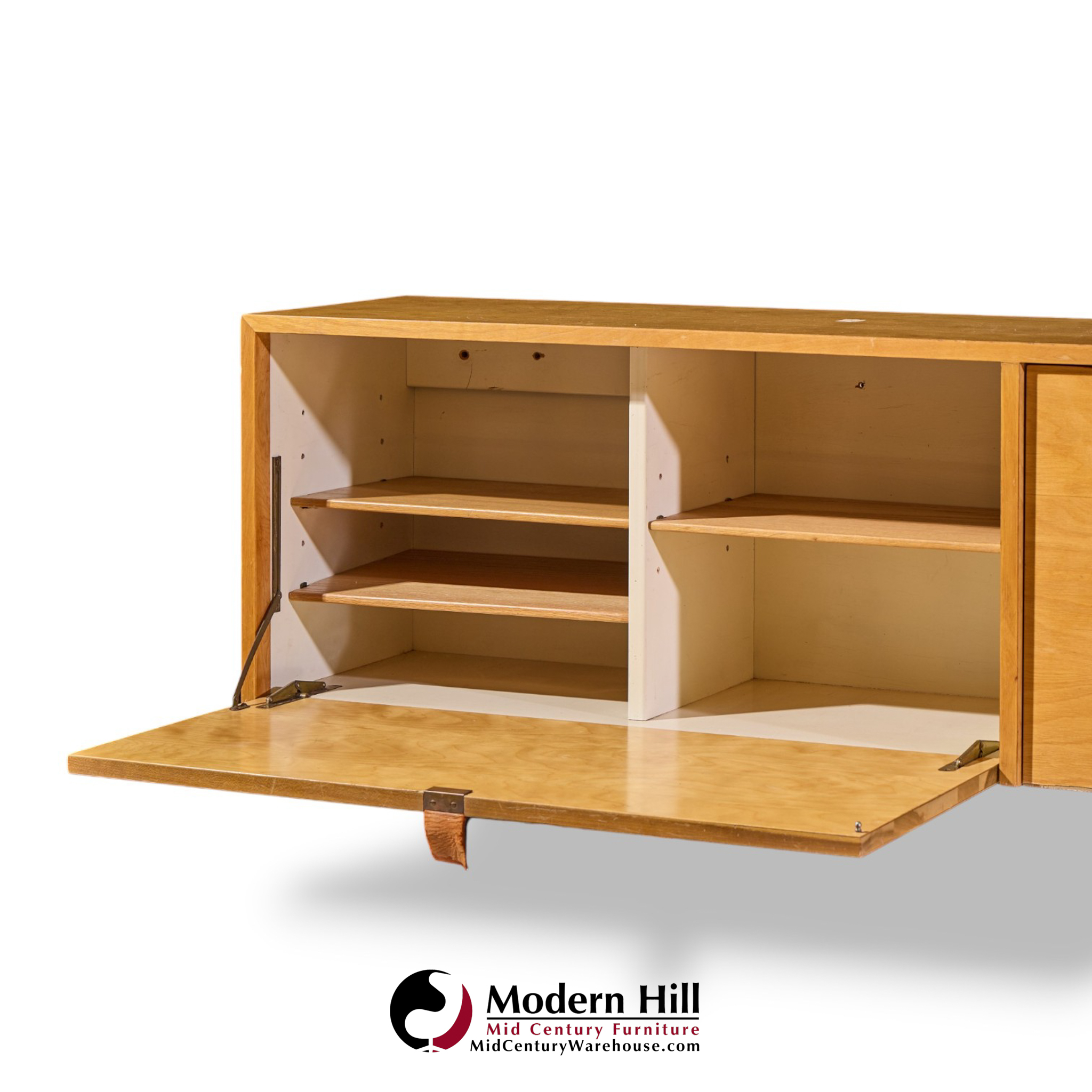florence knoll 121w mid century birch hanging credenza