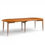 gio ponti for singer & sons model 2135 mid century walnut expanding dining table with 4 leaves