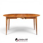 gio ponti for singer & sons model 2135 mid century walnut expanding dining table with 4 leaves