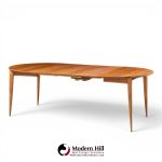 gio ponti for singer & sons model 2135 mid century walnut expanding dining table with 4 leaves