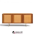 gio ponti for singer & sons model 2184 mid century walnut, cane and brass credenza