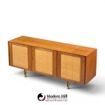 gio ponti for singer & sons model 2184 mid century walnut, cane and brass credenza